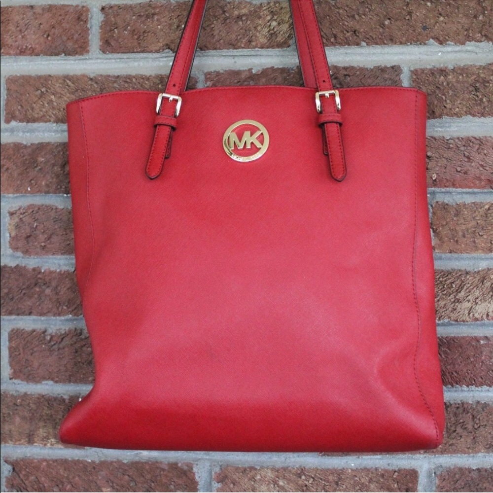 Michael Kors red tote bag